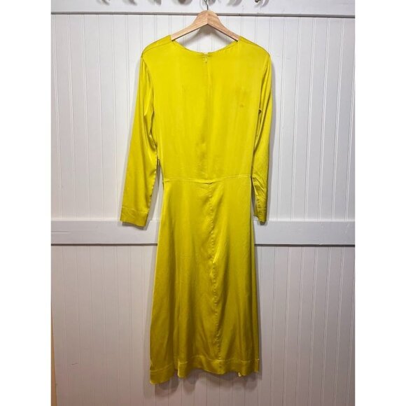 Samsoe and Samsoe Ono Long Sleeve Yellow Dress Tie Front Sulphur Spring Zip - Picture 11 of 12
